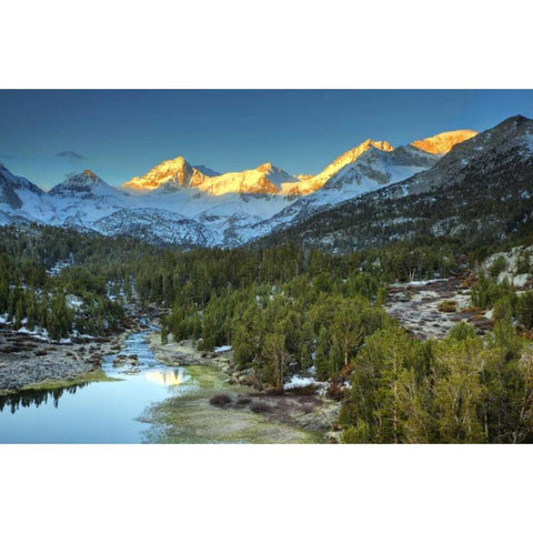 California, Sierra Nevada Mack Lake at sunrise Black Modern Wood Framed Art Print by Flaherty, Dennis