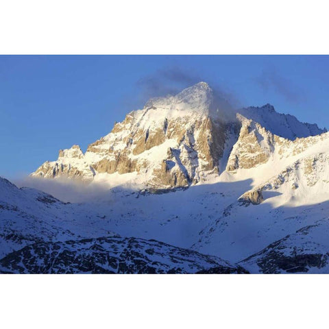 CA, Sierra Nevada Snow on mountain at sunrise White Modern Wood Framed Art Print by Flaherty, Dennis