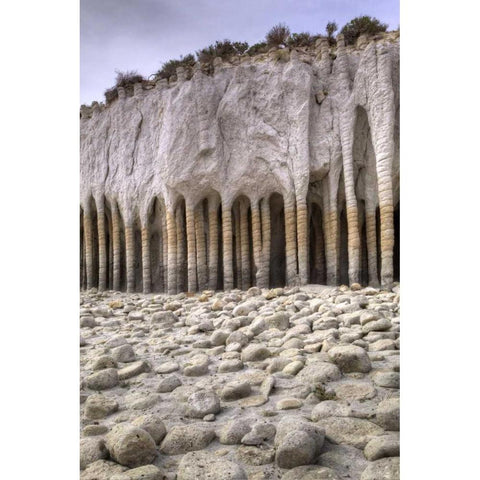 California, Mono County Volcanic rock pillars White Modern Wood Framed Art Print by Flaherty, Dennis