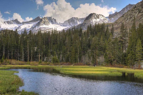 California, Sierra Nevada Weir Pond landscape White Modern Wood Framed Art Print with Double Matting by Flaherty, Dennis