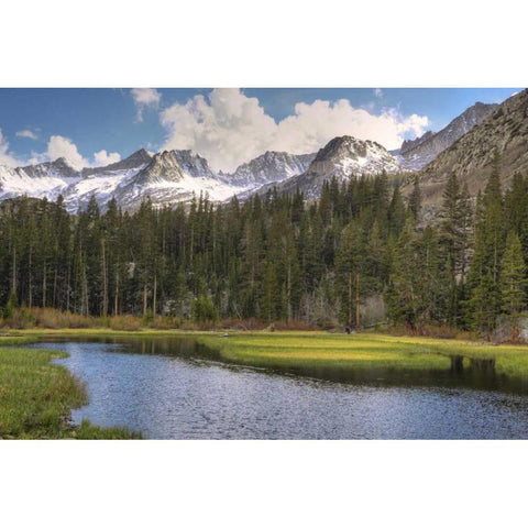 California, Sierra Nevada Weir Pond landscape Gold Ornate Wood Framed Art Print with Double Matting by Flaherty, Dennis