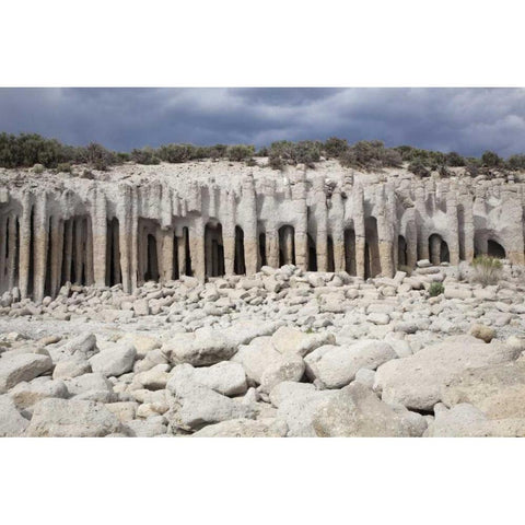 California, Mono County Volcanic rock pillars White Modern Wood Framed Art Print by Flaherty, Dennis