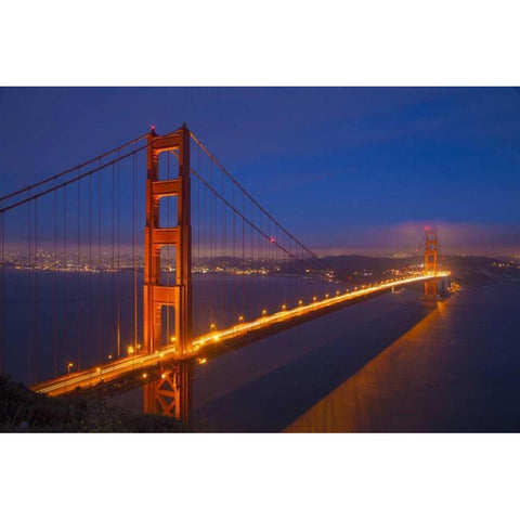 CA, San Francisco Golden Gate Bridge at night Black Modern Wood Framed Art Print with Double Matting by Zuckerman, Jim
