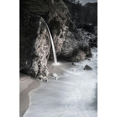 California-Julia Pfeiffer Burns State Park McWay Falls into small cove  Gold Ornate Wood Framed Art Print with Double Matting by Jaynes Gallery