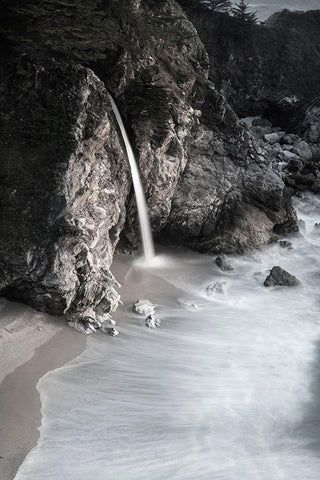 California-Julia Pfeiffer Burns State Park McWay Falls into small cove  White Modern Wood Framed Art Print with Double Matting by Jaynes Gallery