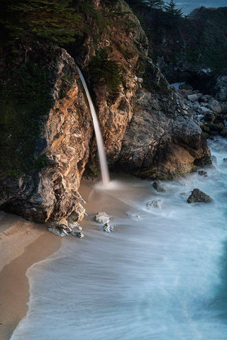 California-Julia Pfeiffer Burns State Park McWay Falls into small cove  Black Ornate Wood Framed Art Print with Double Matting by Jaynes Gallery