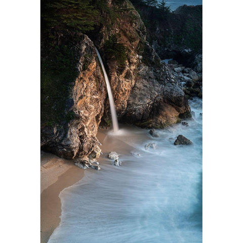 California-Julia Pfeiffer Burns State Park McWay Falls into small cove  Black Modern Wood Framed Art Print by Jaynes Gallery