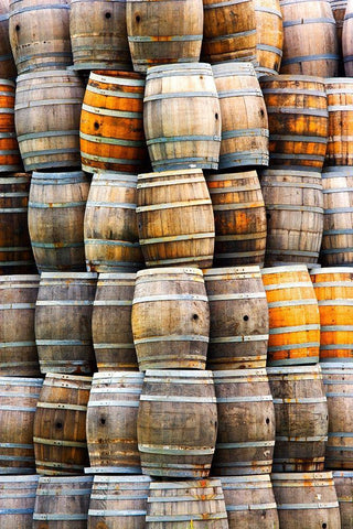 California San Luis Obispo Stacked wine barrels Black Ornate Wood Framed Art Print with Double Matting by Jaynes Gallery