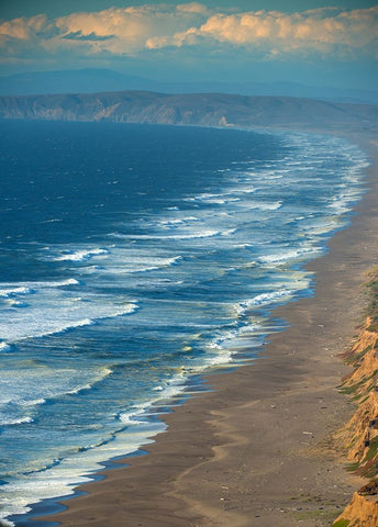 Usa-California Rough surf characterizes the Point Reyes coast White Modern Wood Framed Art Print with Double Matting by Sederquist, Betty