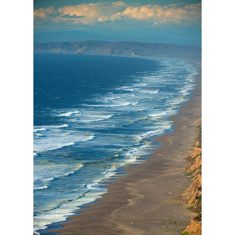 Usa-California Rough surf characterizes the Point Reyes coast Gold Ornate Wood Framed Art Print with Double Matting by Sederquist, Betty