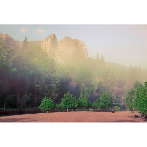 USA-Yosemite National Park-Swinging Bridge area Gold Ornate Wood Framed Art Print with Double Matting by Theodore, George and Marilu