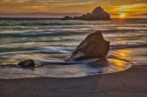 Pfeiffer Beach-Big Sur-California White Modern Wood Framed Art Print with Double Matting by Ford, John