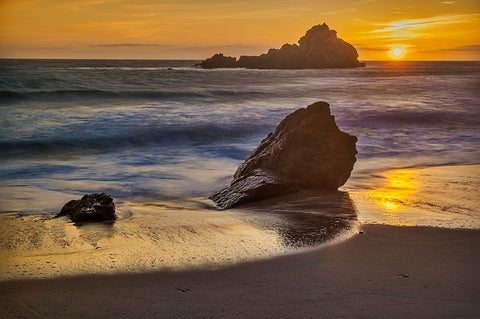 Pfeiffer Beach-Big Sur-California White Modern Wood Framed Art Print with Double Matting by Ford, John