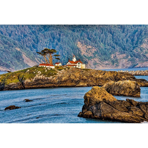USA-California-Crescent City-Battery Light House Black Modern Wood Framed Art Print by Restuccia, Joe III