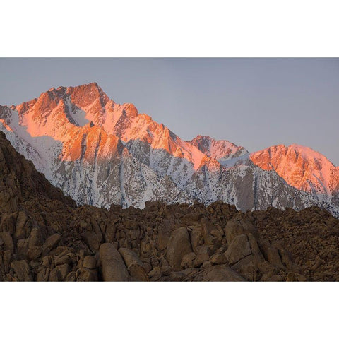 California Lone Pine-Alabama Hills with the eastern Sierra Nevada-Lone Pine Peak Black Modern Wood Framed Art Print with Double Matting by Wild, Jamie and Judy