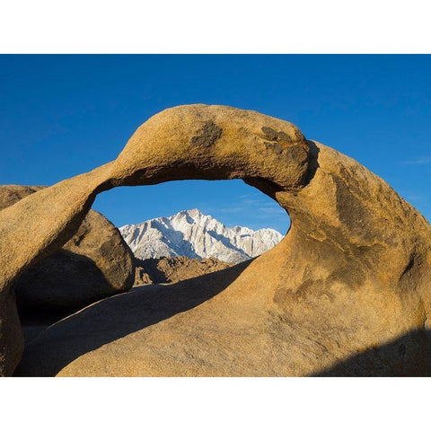California Lone Pine-Alabama Hills-Mobius Arch and Lone Pine Peak White Modern Wood Framed Art Print by Wild, Jamie and Judy