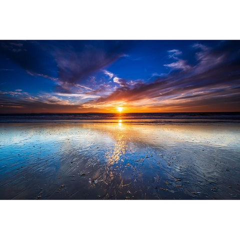 Sunset over the Channel Islands-Ventura-California-USA Black Modern Wood Framed Art Print by Bishop, Russ