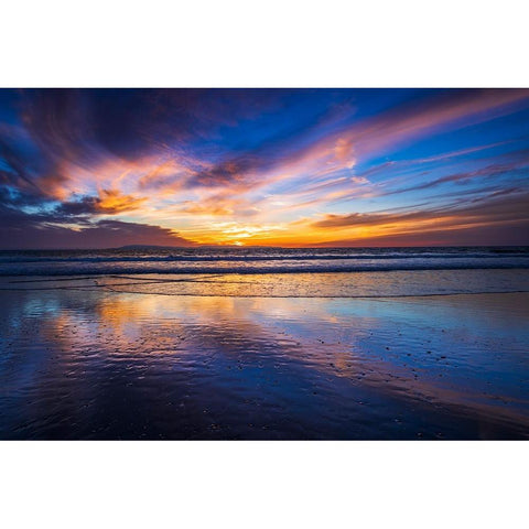 Sunset over the Channel Islands-Ventura-California-USA Black Modern Wood Framed Art Print by Bishop, Russ