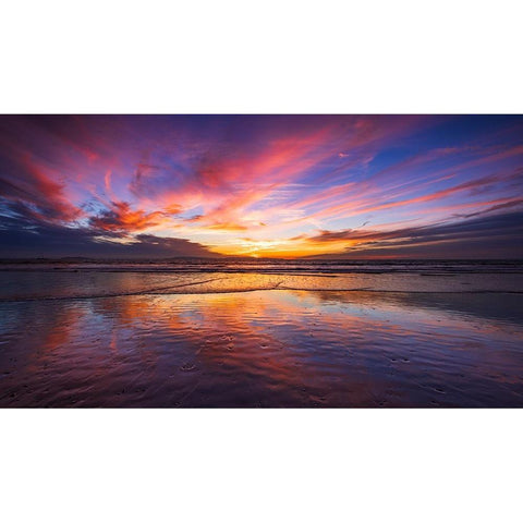 Sunset over the Channel Islands-Ventura-California-USA Black Modern Wood Framed Art Print by Bishop, Russ