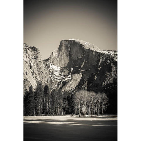 Afternoon light on Half Dome in winter-Yosemite National Park-California-USA Black Modern Wood Framed Art Print with Double Matting by Bishop, Russ