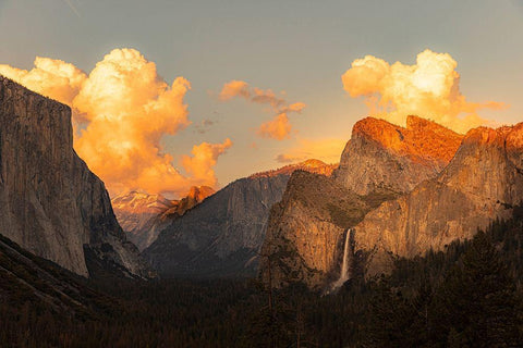 Iconic Tunnel View with Lenticular sunset clouds Yosemite valley  Black Ornate Wood Framed Art Print with Double Matting by Norring, Tom