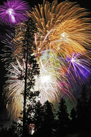 CO, Frisco Spectacular July 4th fireworks Black Ornate Wood Framed Art Print with Double Matting by Lord, Fred