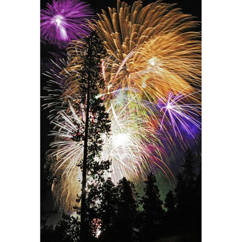 CO, Frisco Spectacular July 4th fireworks Black Modern Wood Framed Art Print with Double Matting by Lord, Fred
