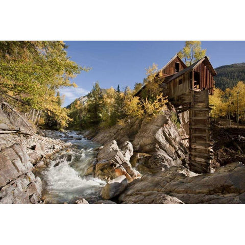 CO, Gunnison NF The landmark Crystal Mill White Modern Wood Framed Art Print by Grall, Don
