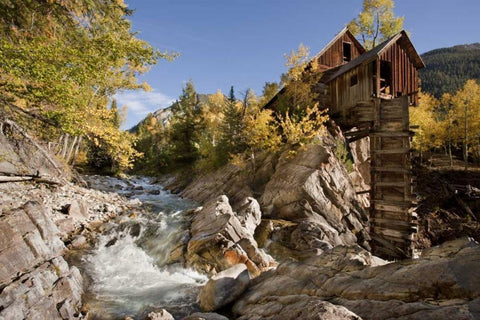 CO, Gunnison NF The landmark Crystal Mill White Modern Wood Framed Art Print with Double Matting by Grall, Don