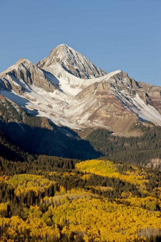 Colorado, San Juan Mts Wilson Peak in autumn White Modern Wood Framed Art Print with Double Matting by Grall, Don