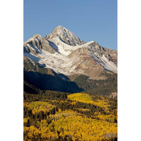 Colorado, San Juan Mts Wilson Peak in autumn Black Modern Wood Framed Art Print by Grall, Don