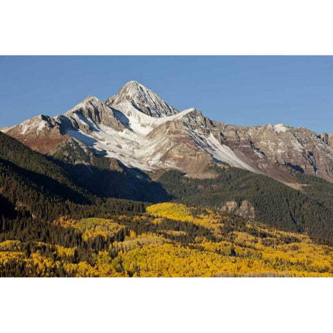 Colorado, San Juan Mts Wilson Peak in autumn Black Modern Wood Framed Art Print with Double Matting by Grall, Don