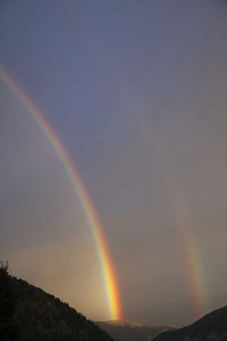 CO, Lake City A double rainbow over mountains Black Ornate Wood Framed Art Print with Double Matting by Flaherty, Dennis