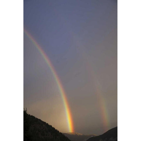 CO, Lake City A double rainbow over mountains Black Modern Wood Framed Art Print with Double Matting by Flaherty, Dennis