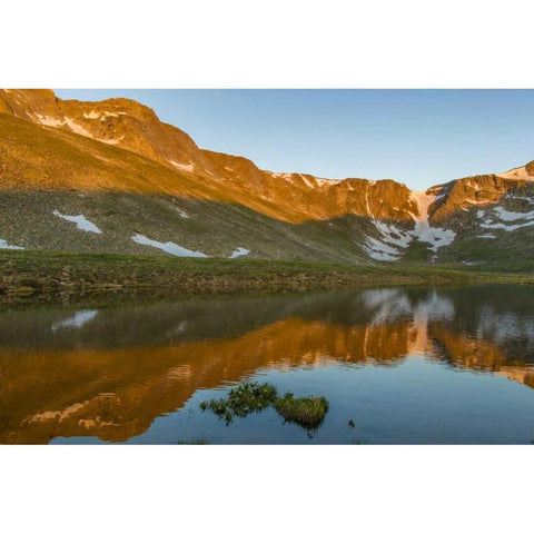 CO, Mt Evans Summit Lake reflection at sunrise Black Modern Wood Framed Art Print by Illg, Cathy and Gordon