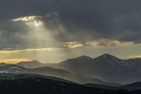 CO, Mt Evans Landscape of rain and God rays Black Ornate Wood Framed Art Print with Double Matting by Illg, Cathy and Gordon