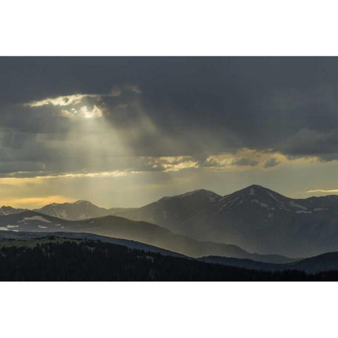 CO, Mt Evans Landscape of rain and God rays Black Modern Wood Framed Art Print by Illg, Cathy and Gordon