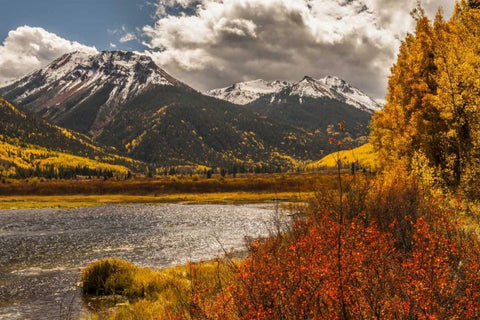 Colorado Autumn landscape in San Juan Mountains White Modern Wood Framed Art Print with Double Matting by Illg, Cathy and Gordon