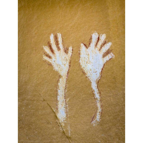 CO,  Canyon Pintado District, Pictograph of hands Black Modern Wood Framed Art Print by Paulson, Don