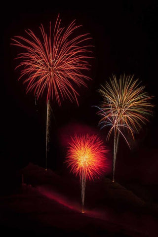 USA, Colorado, Salida July 4th fireworks display White Modern Wood Framed Art Print with Double Matting by Grall, Don