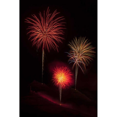 USA, Colorado, Salida July 4th fireworks display Black Modern Wood Framed Art Print by Grall, Don