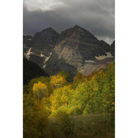 Colorado Storm over Maroon Bells peaks Black Modern Wood Framed Art Print with Double Matting by Grall, Don