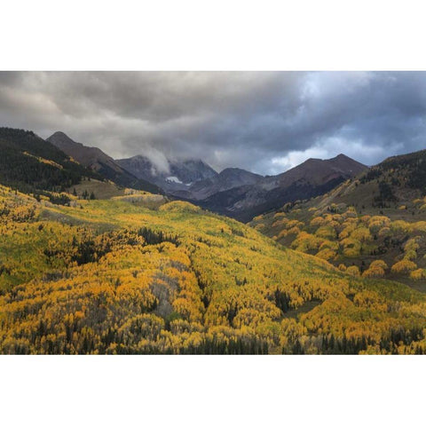 CO, White River NF, Capitol Peak Valley Storm Black Modern Wood Framed Art Print by Grall, Don