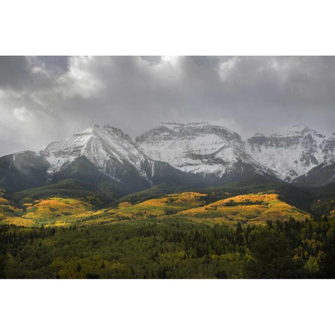 CO, Sneffels Range Morning clouds over mountains Black Modern Wood Framed Art Print by Grall, Don