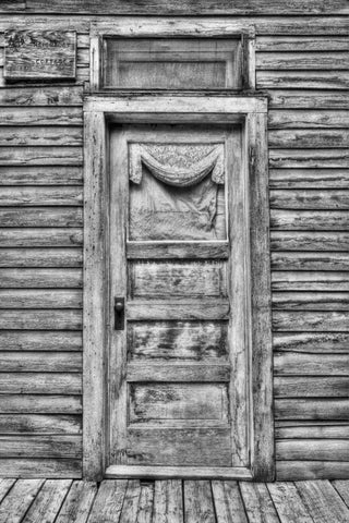 Colorado, St Elmo Weathered door in building Black Ornate Wood Framed Art Print with Double Matting by Flaherty, Dennis