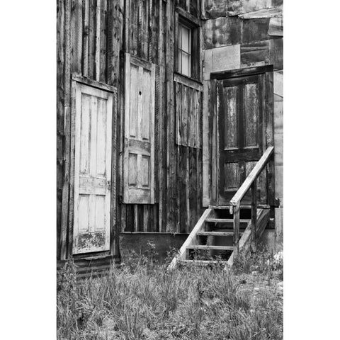 Colorado, St Elmo Weathered doors in building White Modern Wood Framed Art Print by Flaherty, Dennis