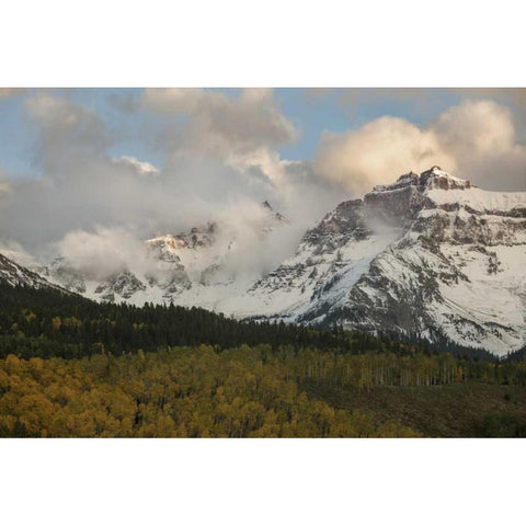 CO, Sneffels Range Cloud over mountain landscape White Modern Wood Framed Art Print by Grall, Don