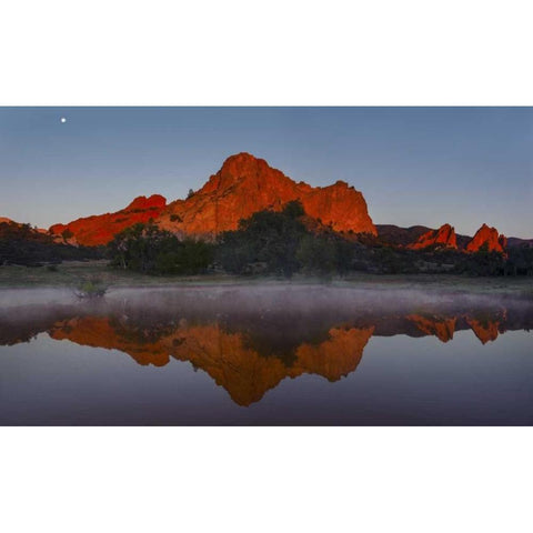 CO, Colorado Springs Cliff reflected in pond Black Modern Wood Framed Art Print by Grall, Don