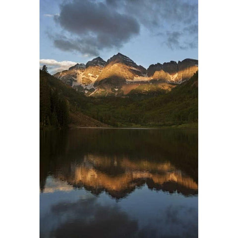 Colorado Sunrise on Maroon Bells mountains Black Modern Wood Framed Art Print by Grall, Don