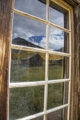CO, Ashcroft Abandoned mining cabin window White Modern Wood Framed Art Print with Double Matting by Grall, Don